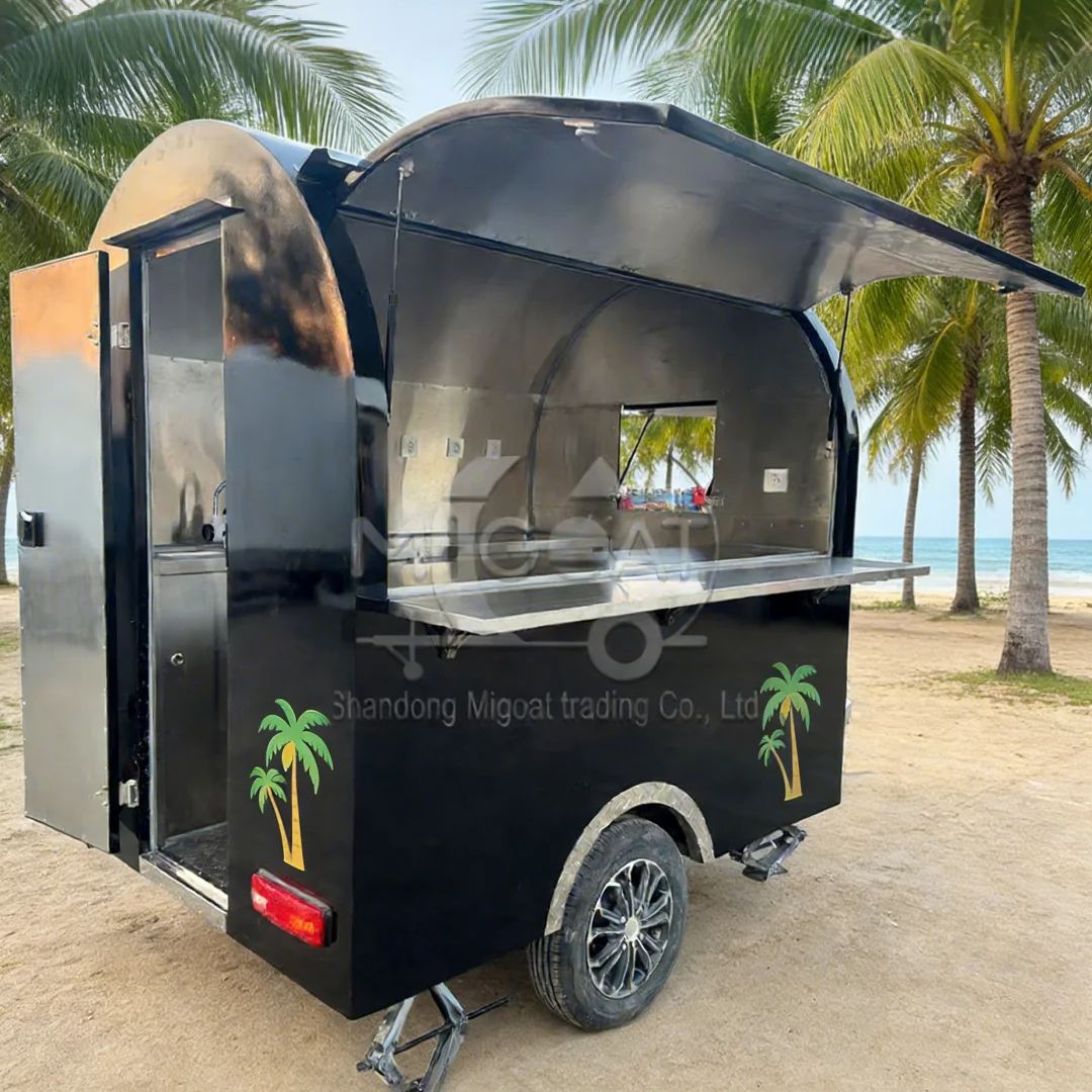 Black round Mobile Food Cart w - Food Snacks That Are Black recensie en prijs