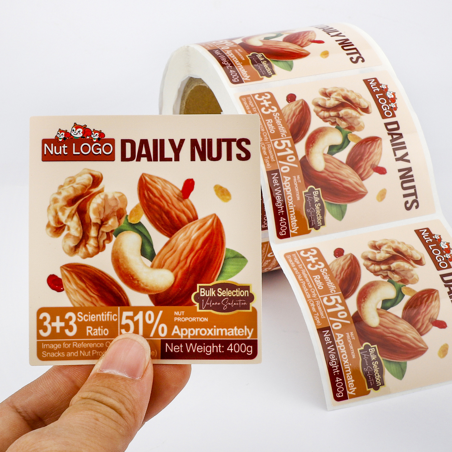 Custom snack stickers, nuts, d - Food Snacks Packaging recensie en prijs