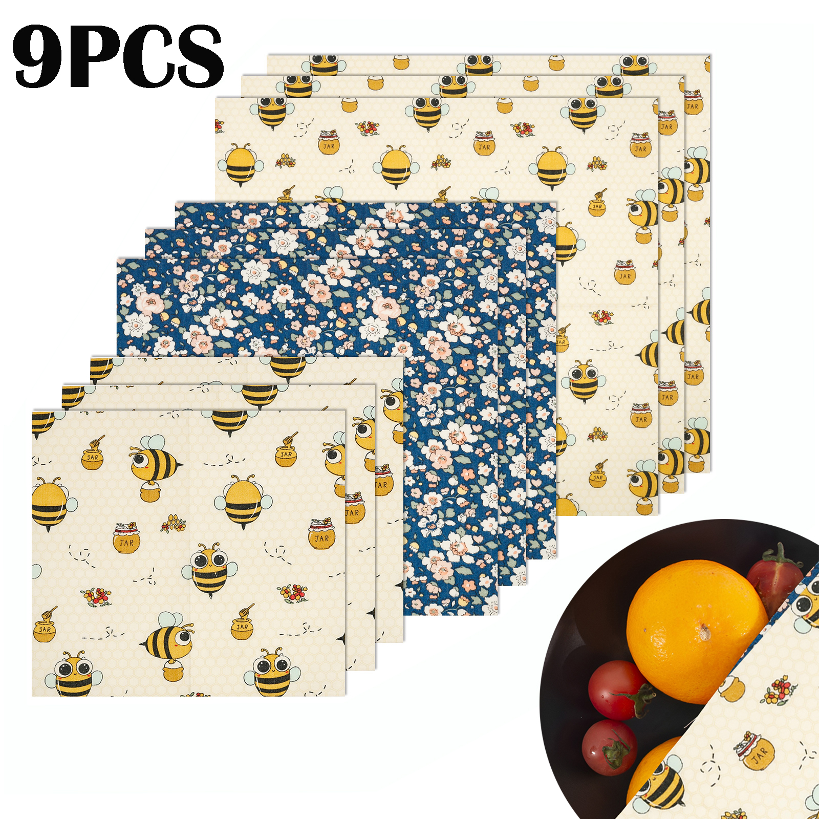 9Pcs Beeswax Food Wraps 3 Size - Food Snacks For Picnic recensie en prijs