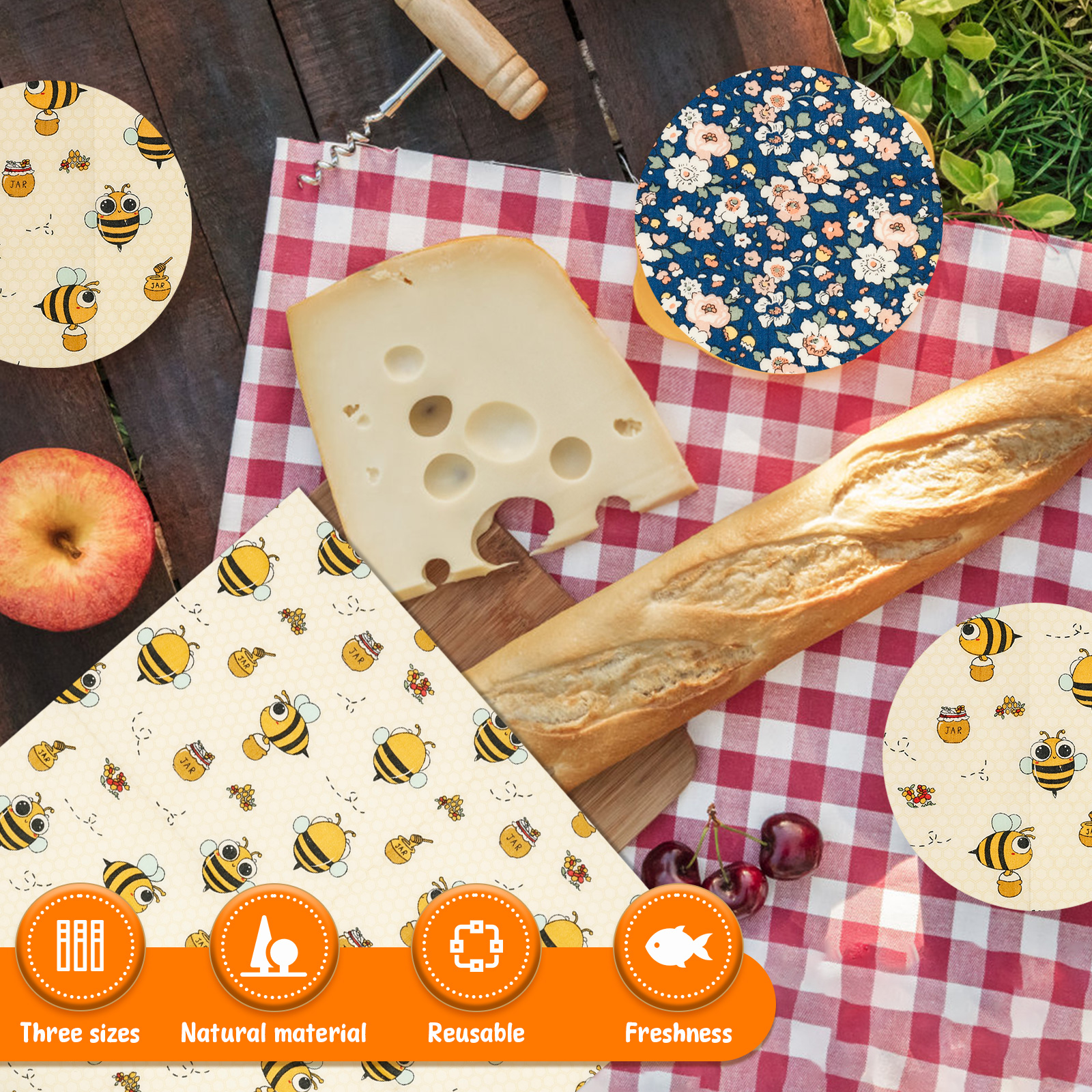 9Pcs Beeswax Food Wraps 3 Size - Food Snacks For Picnic recensie en prijs