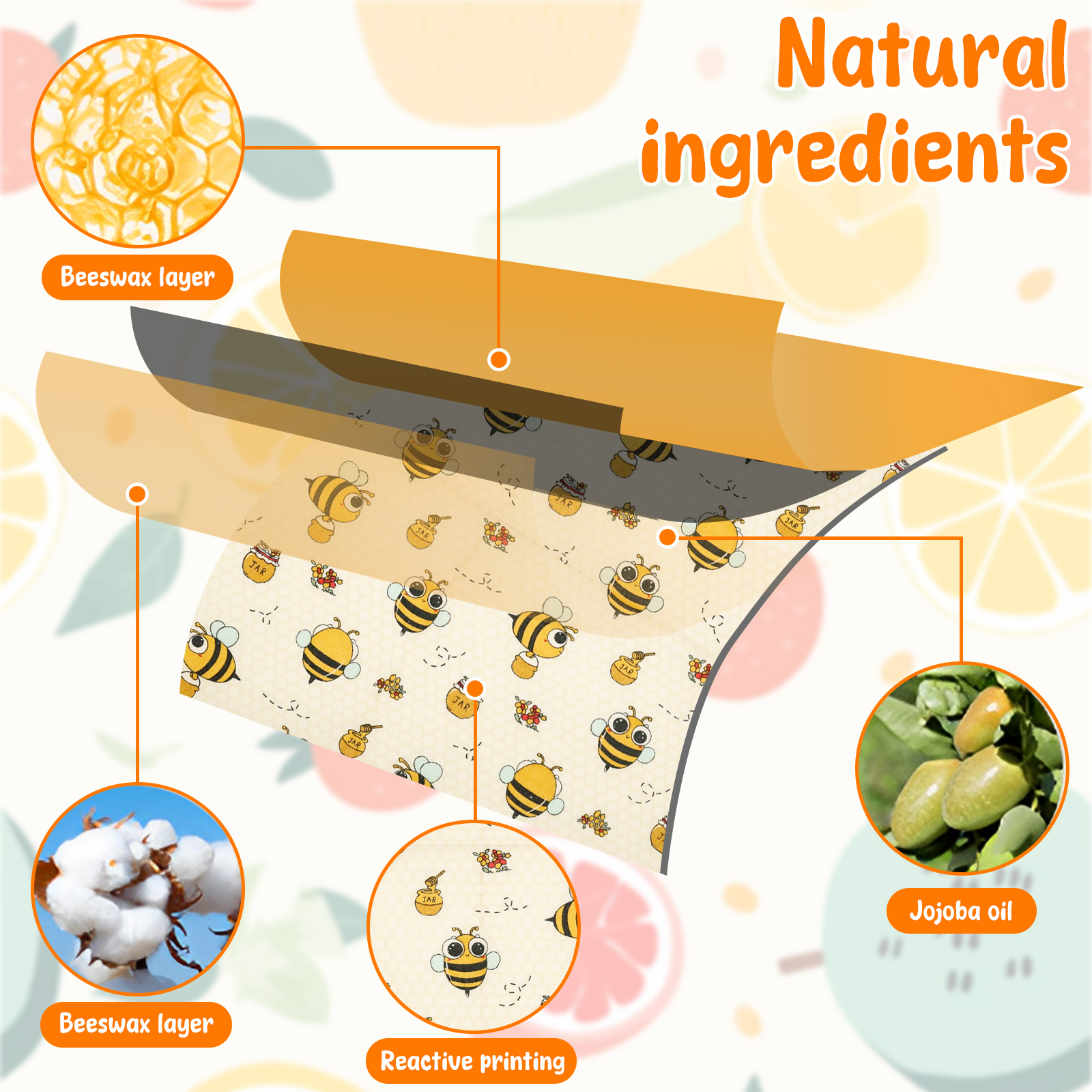 9Pcs Beeswax Food Wraps 3 Size - Food Snacks For Picnic recensie en prijs