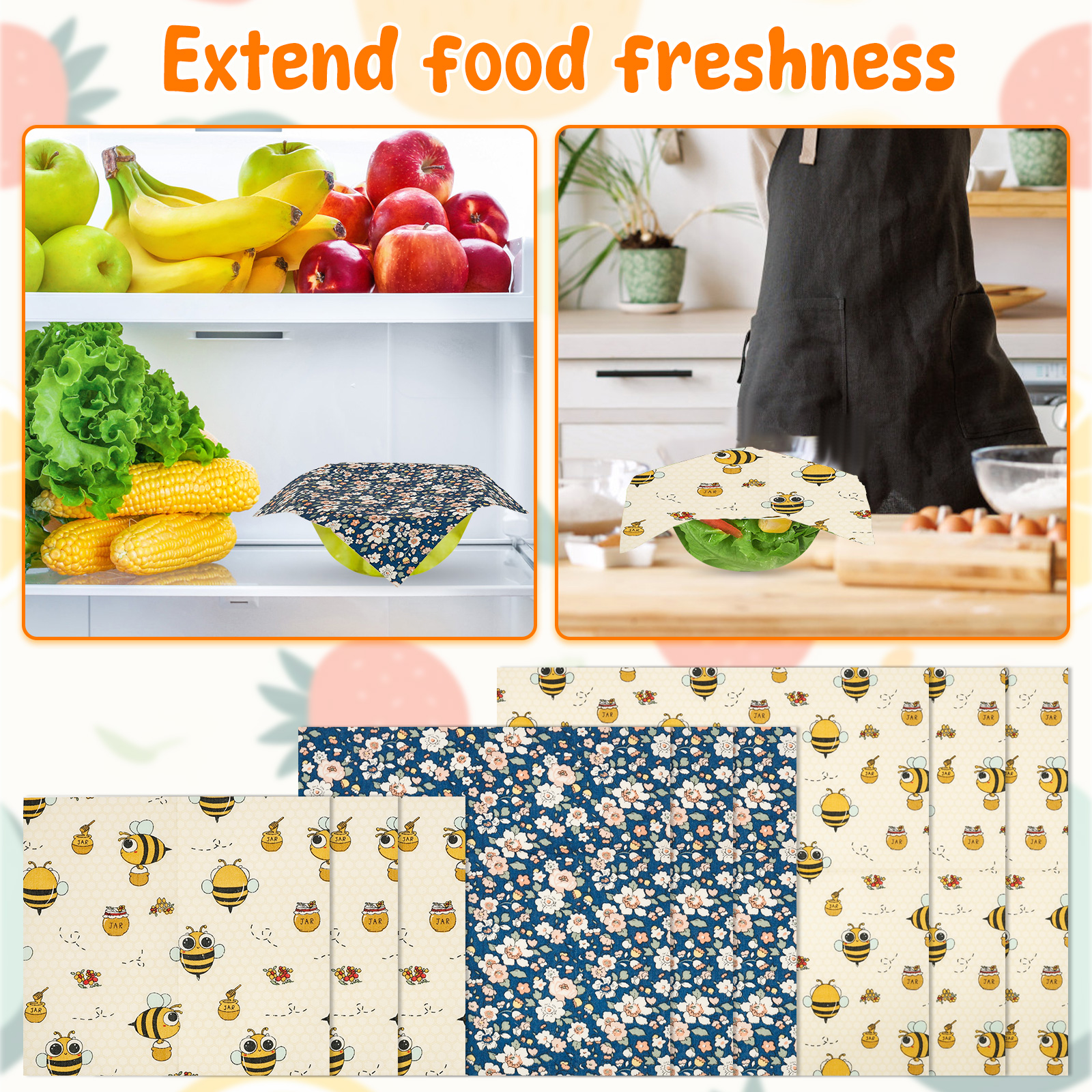 9Pcs Beeswax Food Wraps 3 Size - Food Snacks For Picnic recensie en prijs