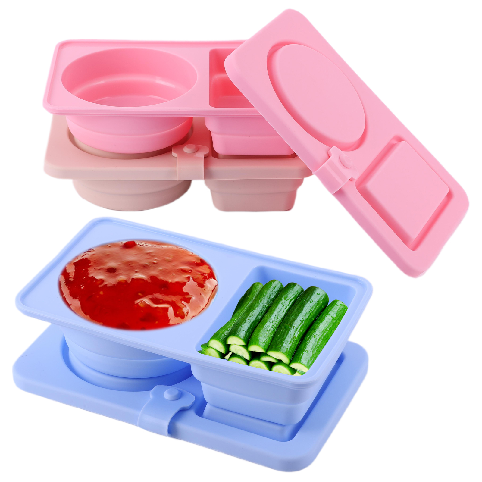 3Pcs 2 Compartment Silicone Sn - Food Snacks For Picnic recensie en prijs