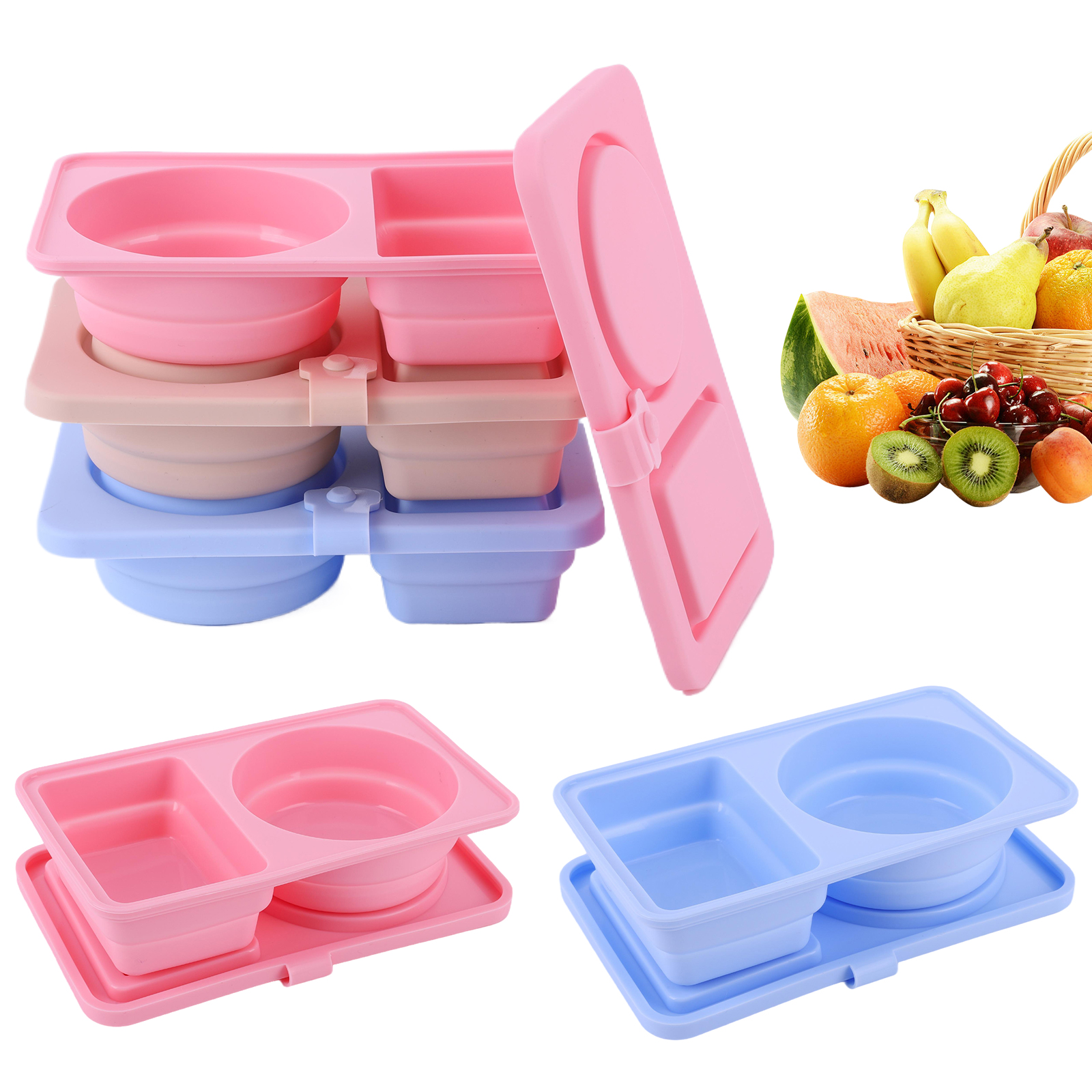 3Pcs 2 Compartment Silicone Sn - Food Snacks For Picnic recensie en prijs