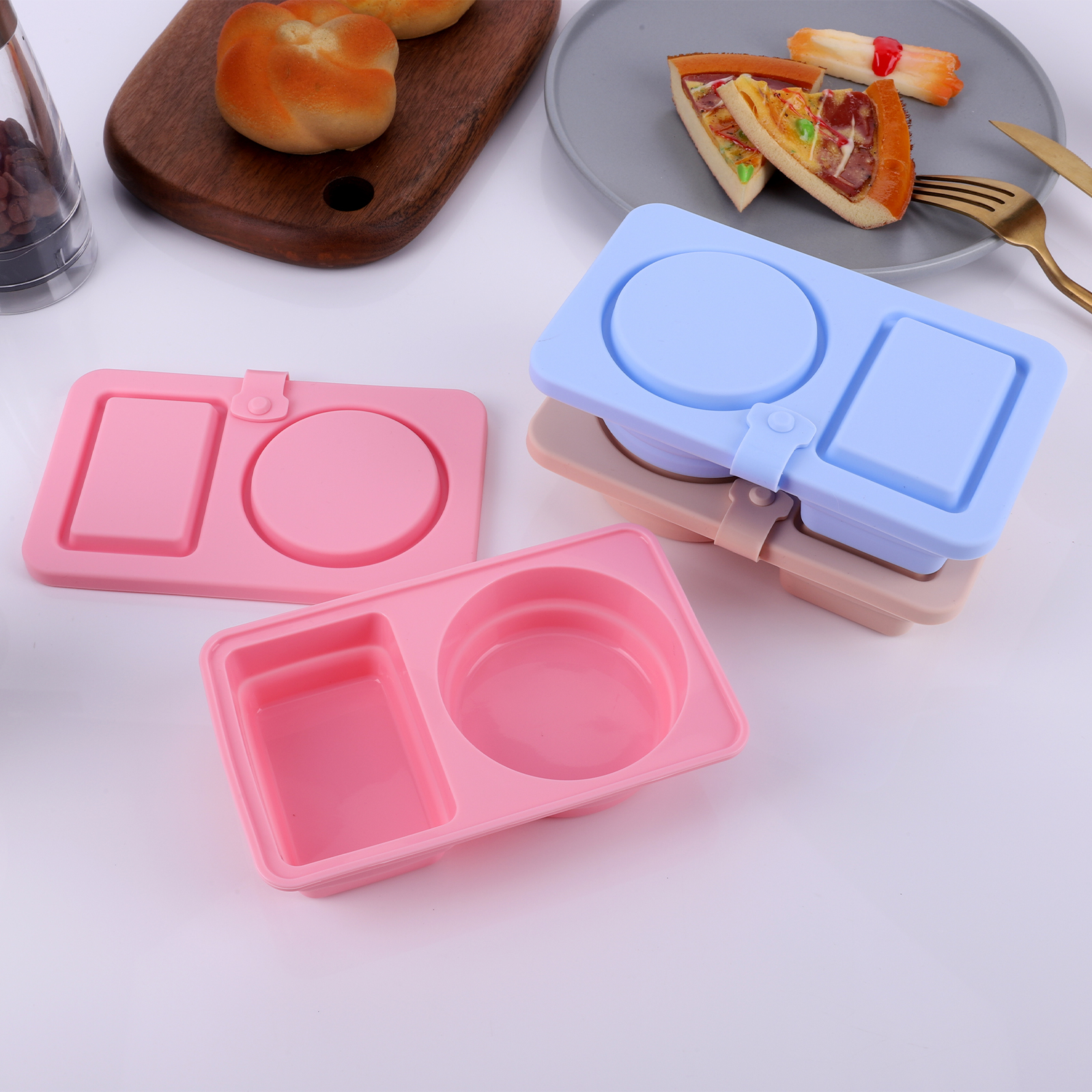 3Pcs 2 Compartment Silicone Sn - Food Snacks For Picnic recensie en prijs