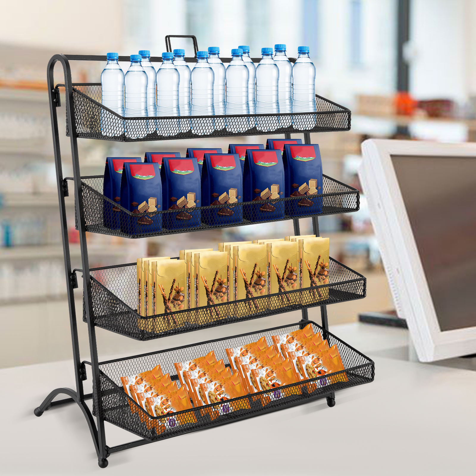 4 Tiers Display Rack Stand Iro - Food Snacks That Are Black recensie en prijs